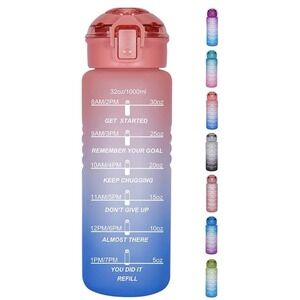 32 OZ/1000mlLarge Sports Water Bottle with Handle & Inspirational Drink Reminder